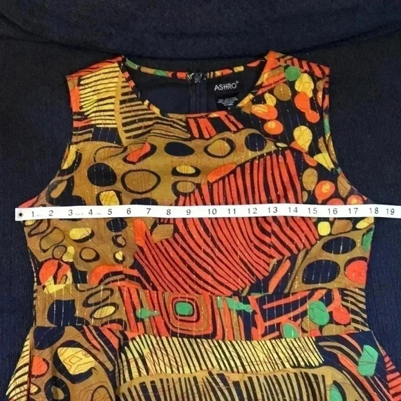Ashro Cotton Multi Colored Fit and Flare Empire Waist Midi Dress-Size 6 - Picture 10 of 11